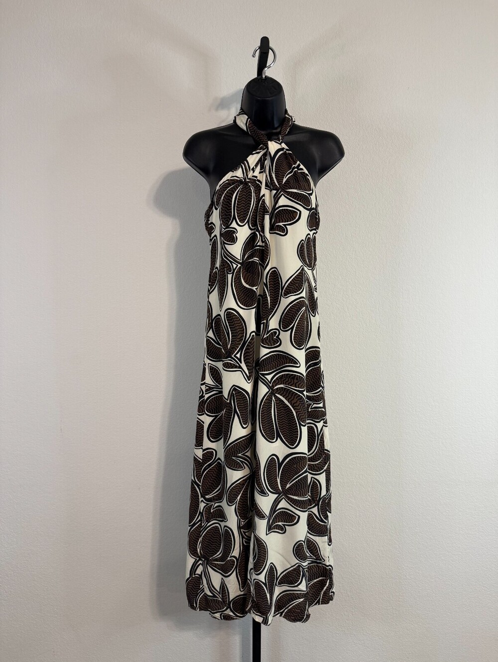 LA LIGNE Chantal 100% Silk Halter Neck Print Dress Size XS